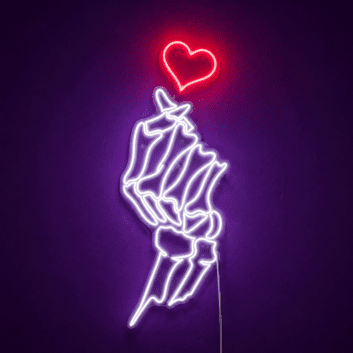 Skeleton Hand Finger Heart LED Neon Sign