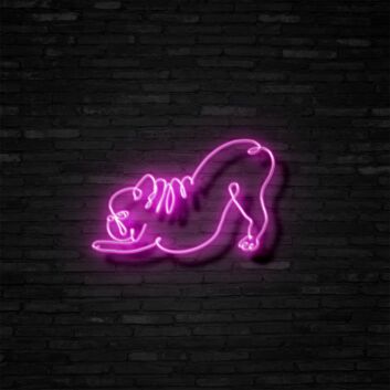 Downward Facing Frenchie Neon Sign for Yoga Studios and Pet Lovers