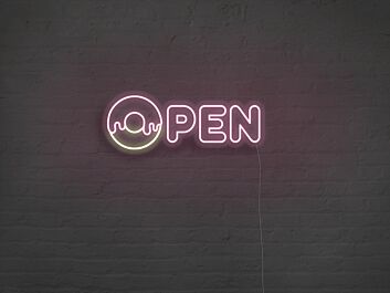Donut Open Neon Sign for Bakeries and Fun Spaces