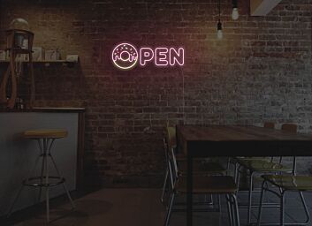 Donut Open Neon Sign for Bakeries and Fun Spaces