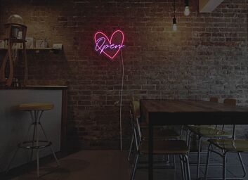 Heart Open Neon Sign for Romantic and Welcoming Spaces