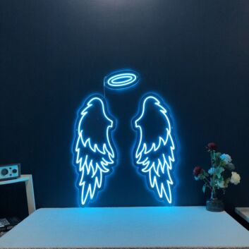 Angel With Halo And Wings Neon Sign for Spiritual and Peaceful Spaces