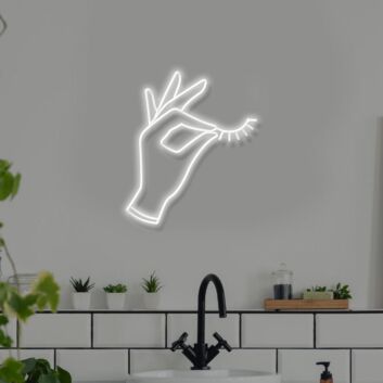 Hand With Lashes Neon Sign for Beauty Salons and Personal Care Spaces
