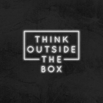 Think Outside The Box Neon Sign v2 for Inspirational and Creative Spaces