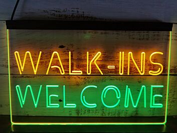 Walk-Ins Welcome Dual LED Neon Sign for Beauty and Massage Studios