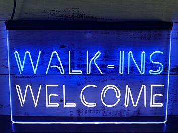 Walk-Ins Welcome Dual LED Neon Sign for Beauty and Massage Studios