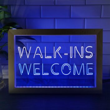 Framed Walk-Ins Welcome Dual LED Neon Sign for Beauty and Massage Studios