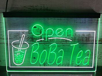 Open Boba Tea Cup LED Hanging Sign