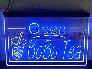 Open Boba Tea Cup LED Hanging Sign