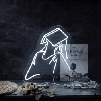 Sleeping reader neon sign