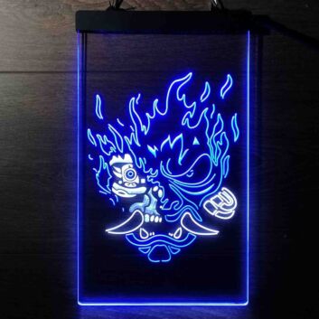 Cyberpunk Samurai Dual LED Neon Sign for Gaming and Sci-Fi Fans