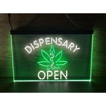Dispensary Open Dual LED Neon Sign for Retail and Wellness Spaces