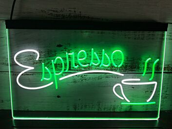 Espresso Dual LED Neon Sign for Cafes and Coffee Shops