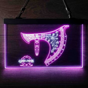 God of War Axe Dual LED Neon Sign for Gaming Fans