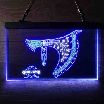 God of War Axe Dual LED Neon Sign for Gaming Fans