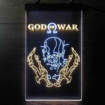 God of War Kratos Dual LED Neon Sign for Gaming Fans