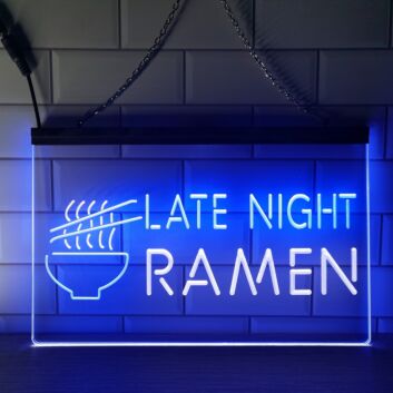 Late Ramen Dual LED Neon Sign for Night Owls and Fun Spaces