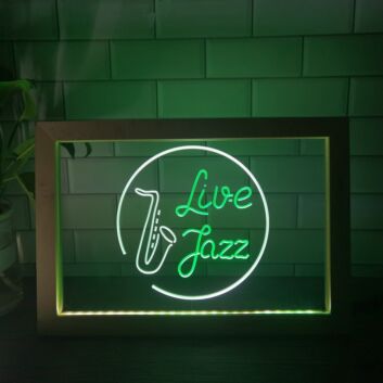 Live Jazz Music Frame Dual LED Neon Sign for Music Lovers