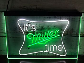 Miller It&#039;s Miller Time Dual LED Neon Sign for Beer Lovers and Bars