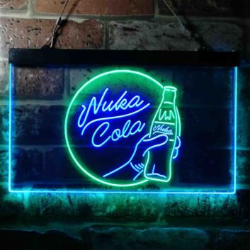 Nuka Cola Dual LED Neon Sign for Gaming and Retro Spaces