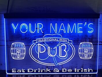 Personalized Your Name Est Year Theme Irish Pub v1 Dual LED Neon Sign for Personalized Decor