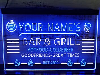 Name Personalized Custom Bar and Grill Dual LED Neon Sign for Personalized Decor