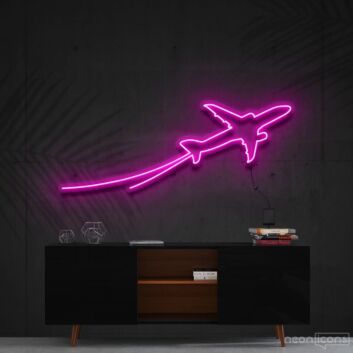 Airplane Take Off Neon Sign for Travel and Adventure Themes
