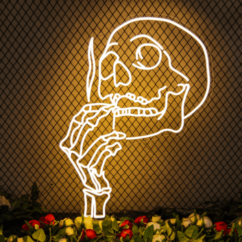 Smoking Skull Sign Neon Sign for Halloween and Edgy Themes