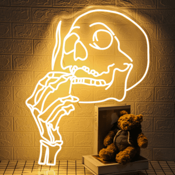 Smoking Skull Sign Neon Sign for Halloween and Edgy Themes