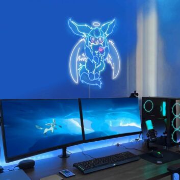 Glaceon With Wings Neon Sign for Anime Fans