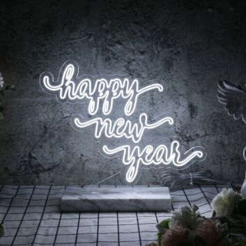 Wide Happy New Year Script LED Neon Sign