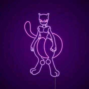 Mewtwo Neon Sign for Anime Fans