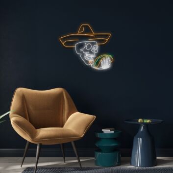 Skull Taco Custom Neon Sign for Halloween and Party Spaces