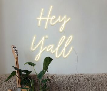 Hey Y'all Neon Sign for Welcoming and Southern Spaces