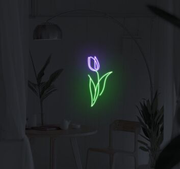 Purple Tulip Neon Sign for Floral and Elegant Decor