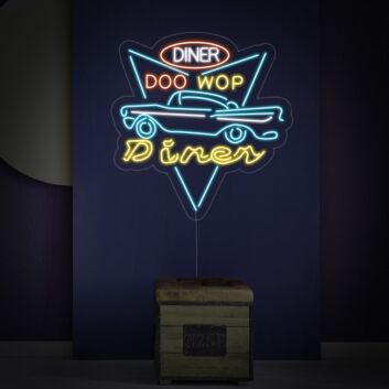 Car Diner Drive Through Neon Sign for Retro and Fun Spaces
