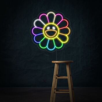 Rainbow Smiley Sunflower LED Neon Sign