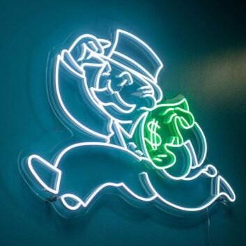 Money Man Neon Sign for Wealth and Prosperity Themes