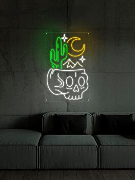 Desert Skull Head Neon Sign for Edgy and Artistic Spaces