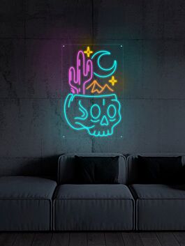 Desert Skull Head Neon Sign for Edgy and Artistic Spaces