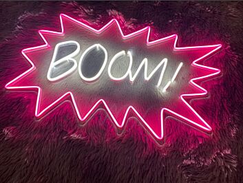 Boom Neon Sign for Fun and Energetic Spaces