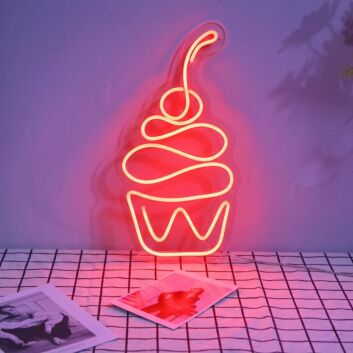 Cherry Cupcake Neon Sign for Dessert and Fun Spaces