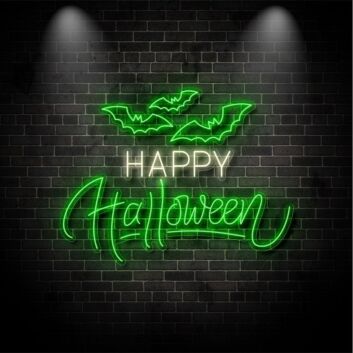 Happy Halloween With Bats Neon Sign for Festive and Spooky Decor