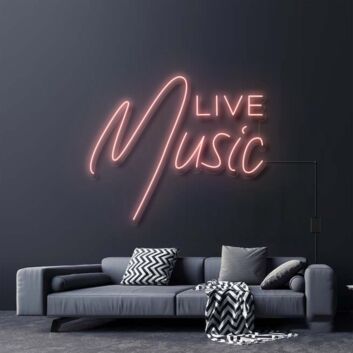 Live Music Neon Sign for Music Lovers and Social Spaces