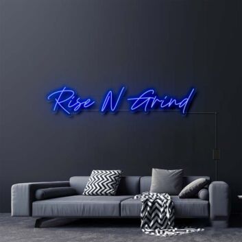 Rise N Grind Neon Sign for Motivational and Fitness Spaces