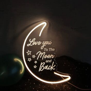 LED Moon Neon Light Sign Love You To The Moon And Back Neon Wall Art for Party Decor
