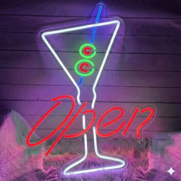 New Cocktails Sign Martini Bar Open Neon Light Sign Wall Decor for Bars