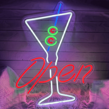 Open Martini Glass LED Neon Sign