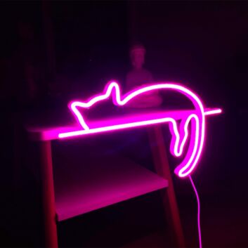 Lazy Cat Neon Sign for Animal and Whimsical Decor