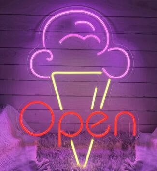 Ice Cream Open Neon Sign LED Neon Sign for Sweet and Fun Spaces
